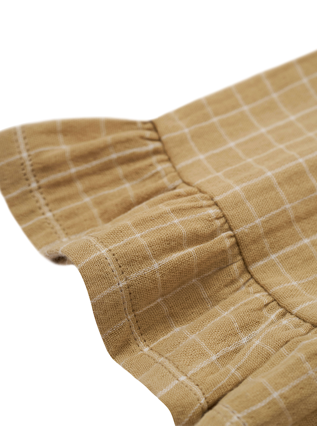 Grid Check Frill Culottes Wheat
