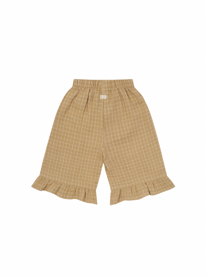 Grid Check Frill Culottes Wheat