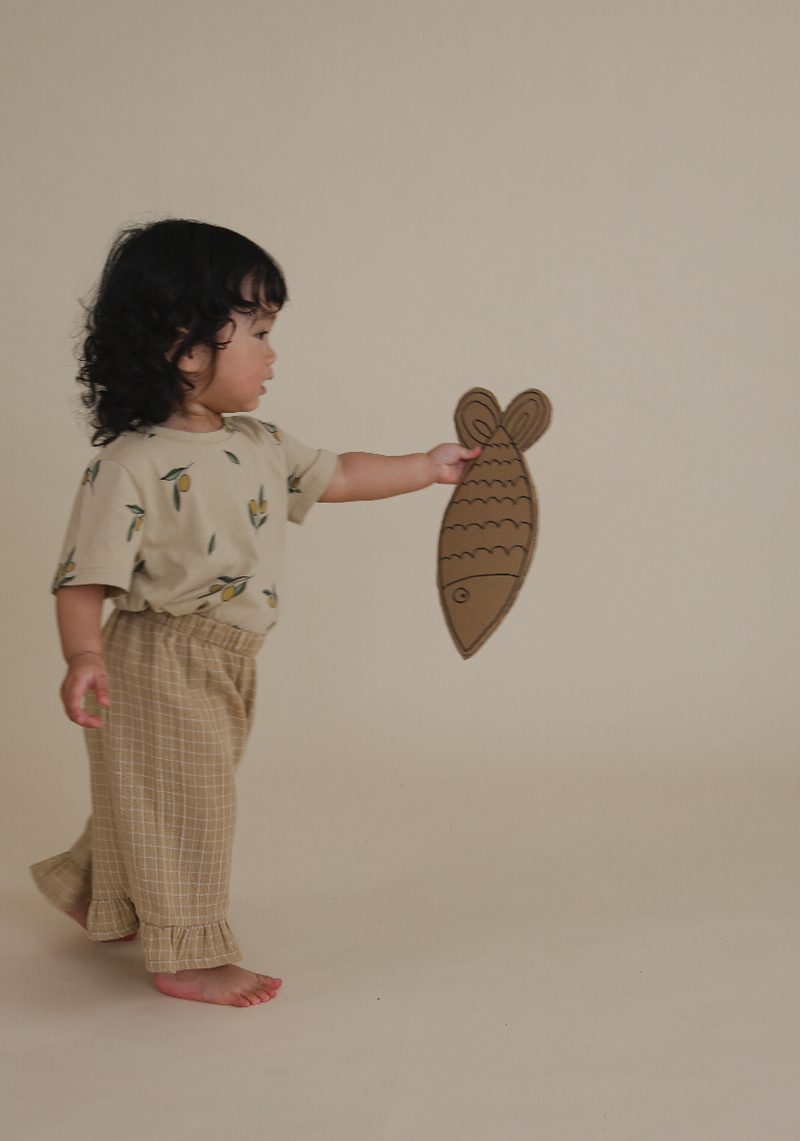 Grid Check Frill Culottes Wheat