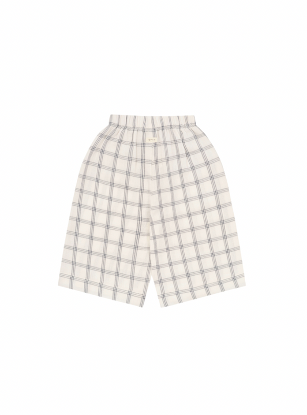 Navy Window Check Wide Leg Pants