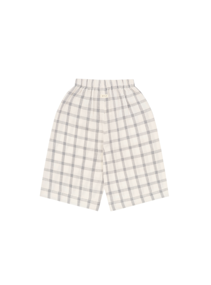 Navy Window Check Wide Leg Pants