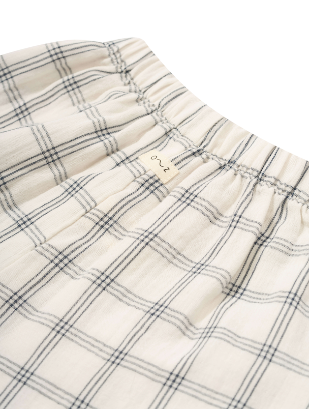 Navy Window Check Wide Leg Pants