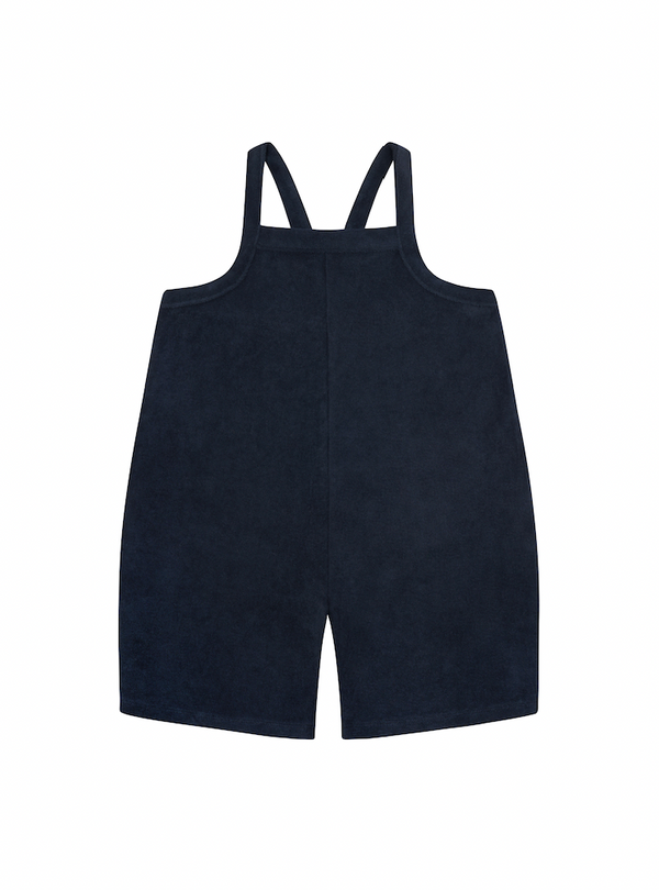 Navy Terry Cropped Dungarees