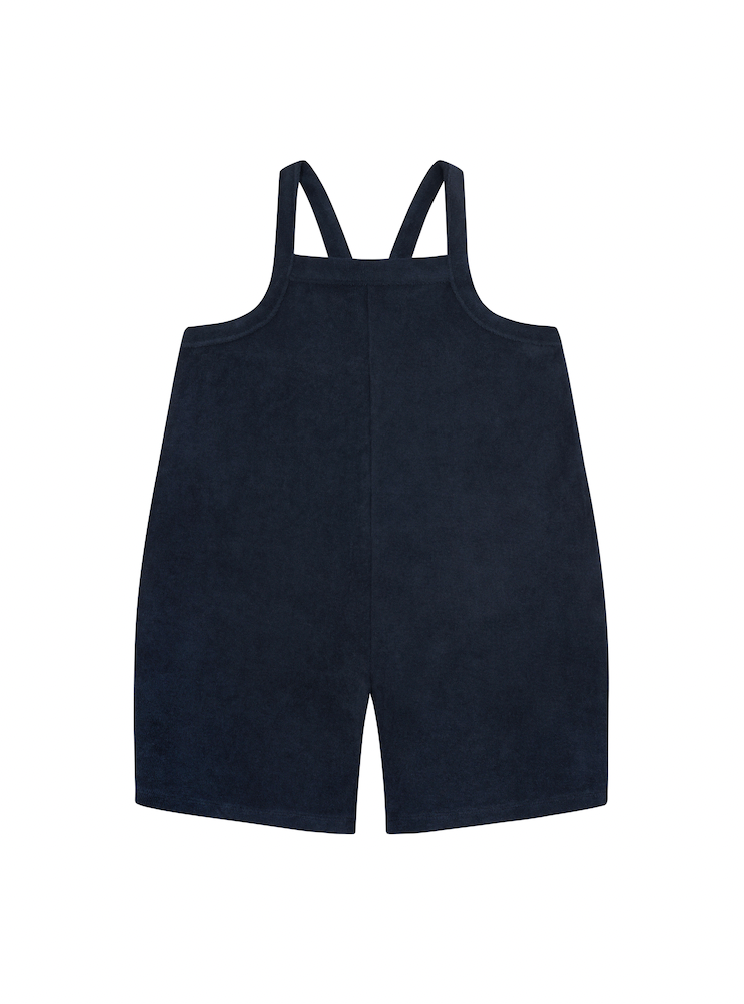 Navy Terry Cropped Dungarees