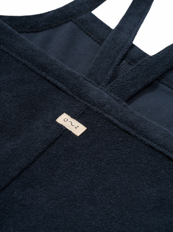 Navy Terry Cropped Dungarees