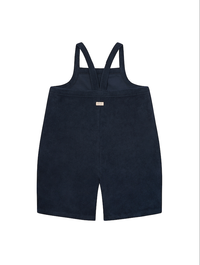 Navy Terry Cropped Dungarees