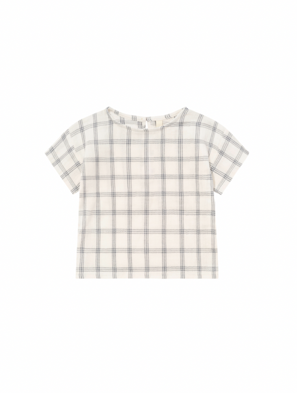Navy Window Check Boxy T-Shirt