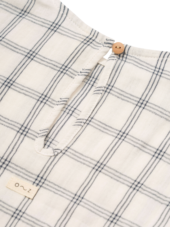 Navy Window Check Boxy T-Shirt