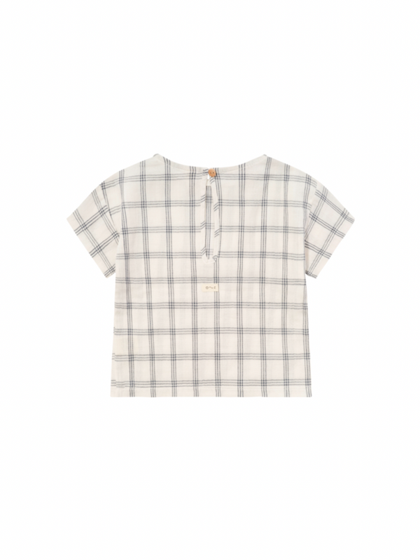 Navy Window Check Boxy T-Shirt