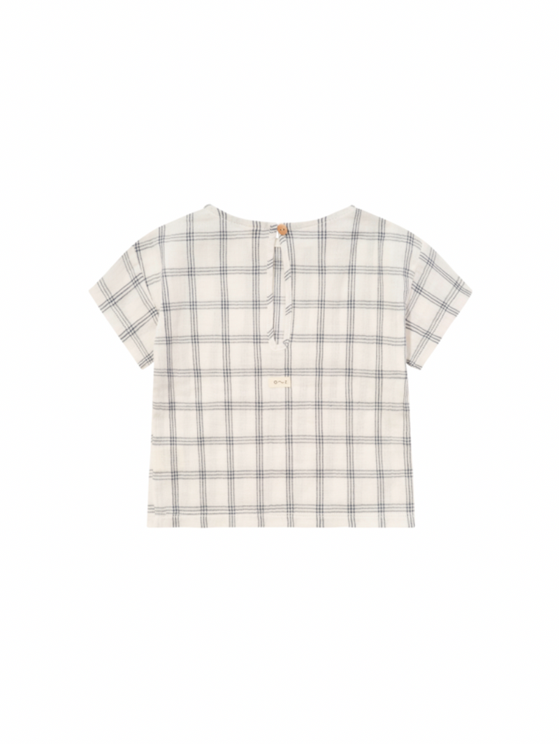 Navy Window Check Boxy T-Shirt