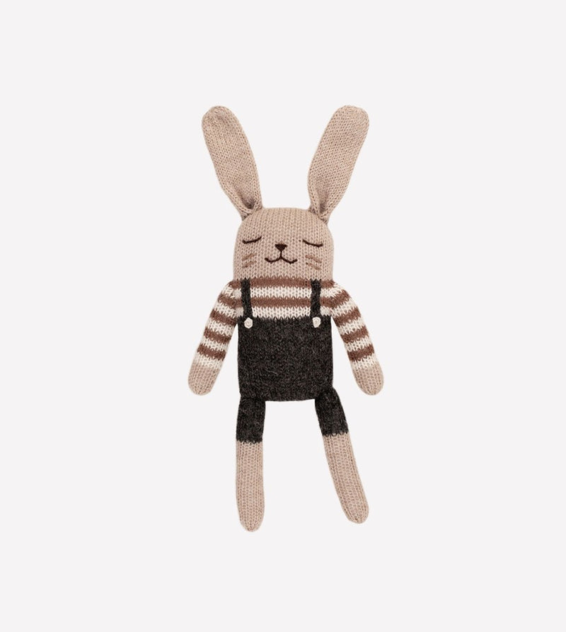 Bunny knit toy 小兔-羊鴕毛公仔| black overalls