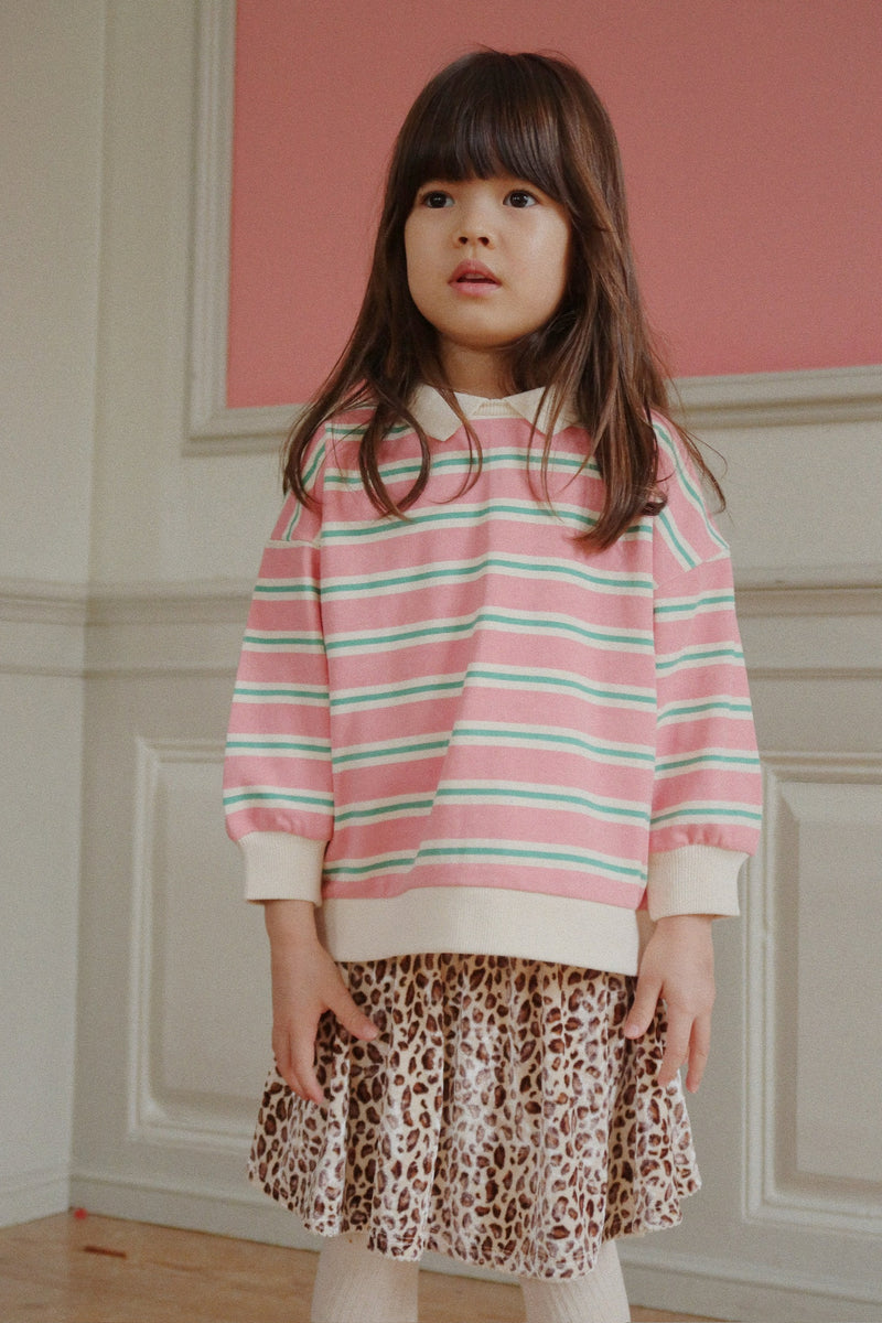 SPOTTY LS POLO GOTS-BLUSH BOUND STRIPE
