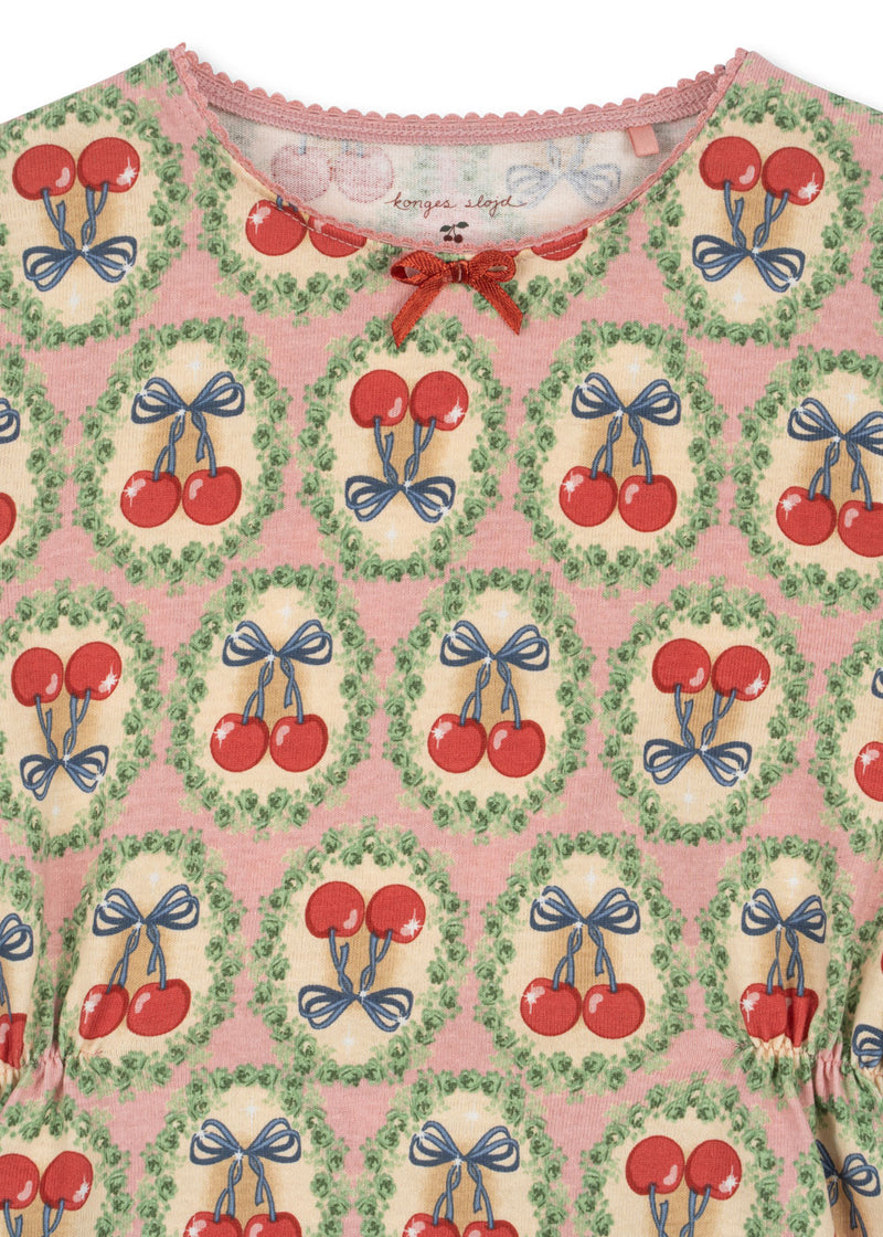 DREY LS DRESS GOTS-CHERRY BOW