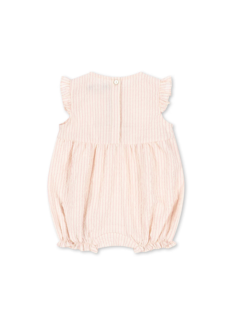 ELLIE FRILL ROMPER GOTS-PEONY STRIPE