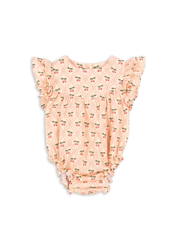 COCO ROMPER GOTS-CHERRY PINK MOTIF