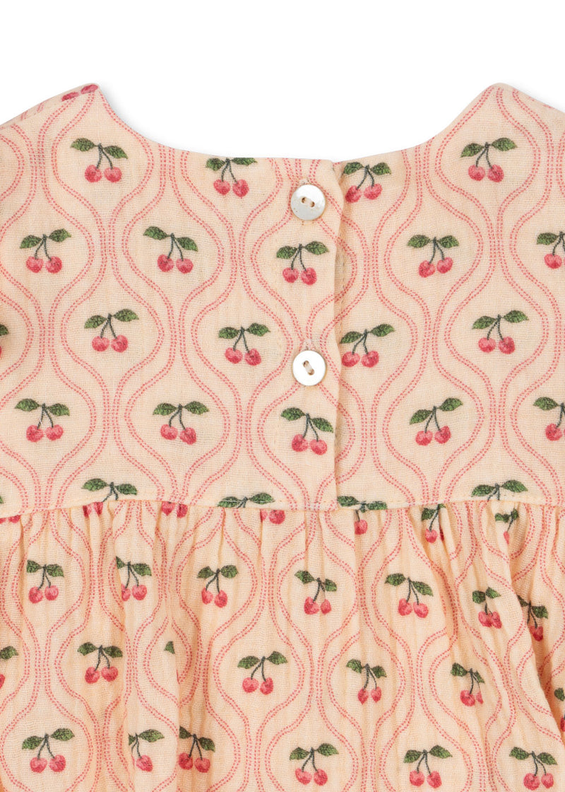 COCO ROMPER GOTS-CHERRY PINK MOTIF