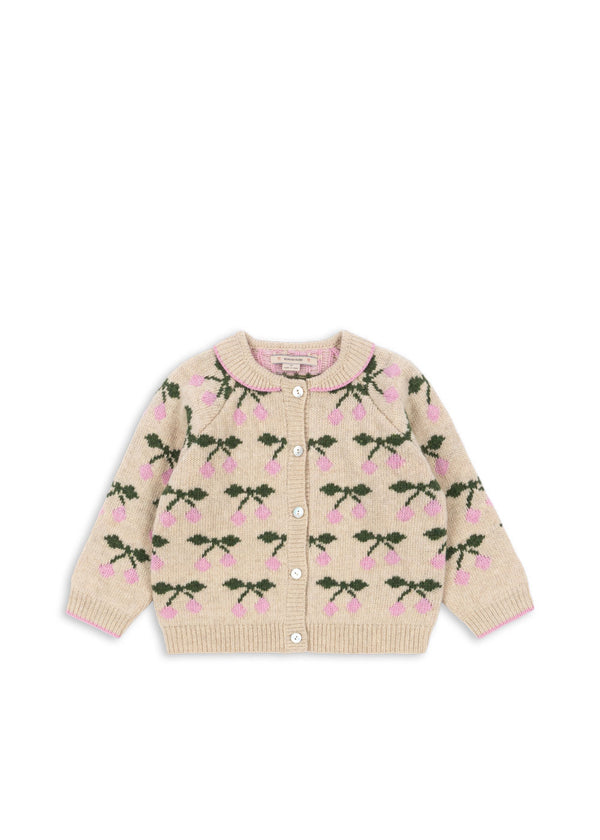 BELOU KNIT COLLAR CARDIGAN-CHERRY