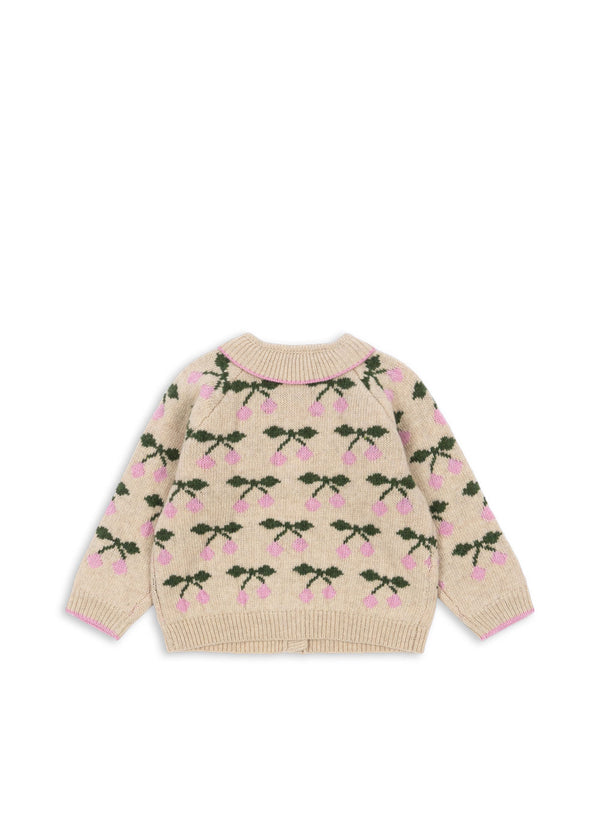 BELOU KNIT COLLAR CARDIGAN-CHERRY