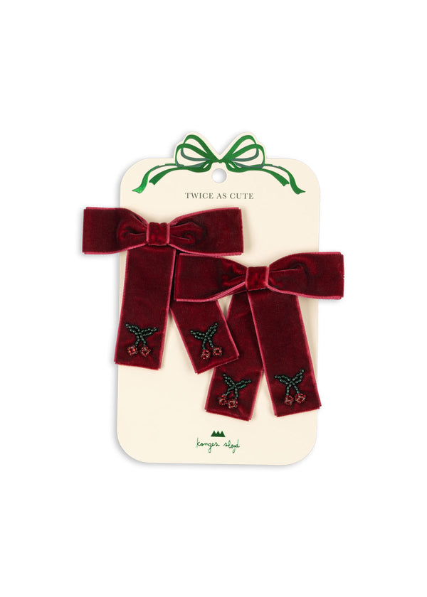 2 PACK JULIETTE BOW HAIR CLIP-RIO RED