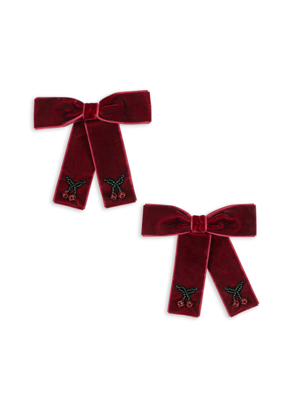 2 PACK JULIETTE BOW HAIR CLIP-RIO RED