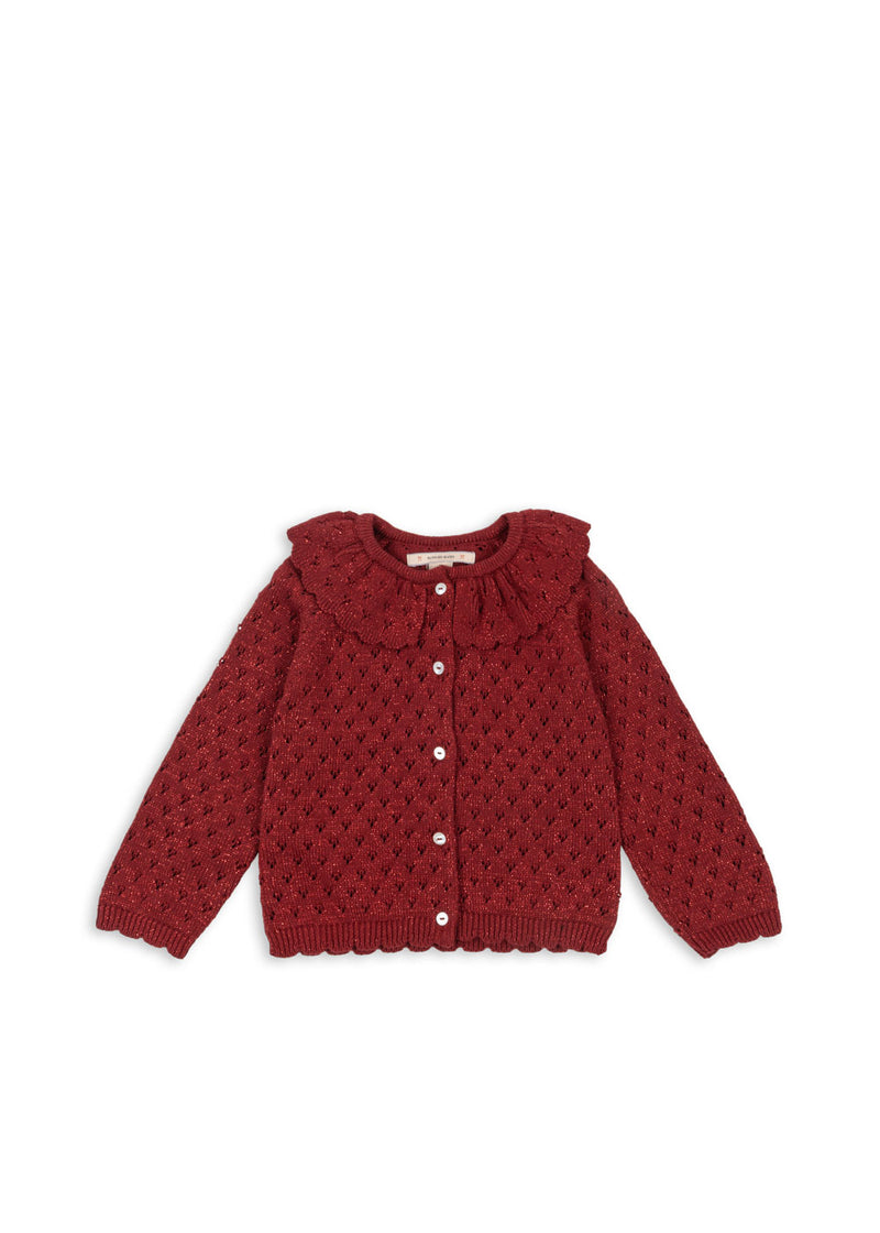 HOLIDAY KNIT CARDIGAN-RED