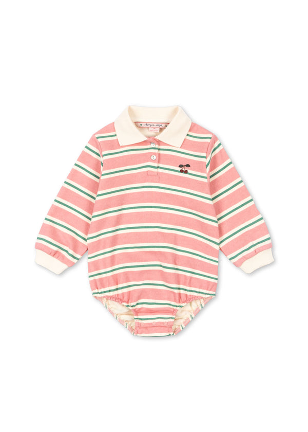 SPOTTY LS ROMPER GOTS-BLUSH BOUND STRIPE