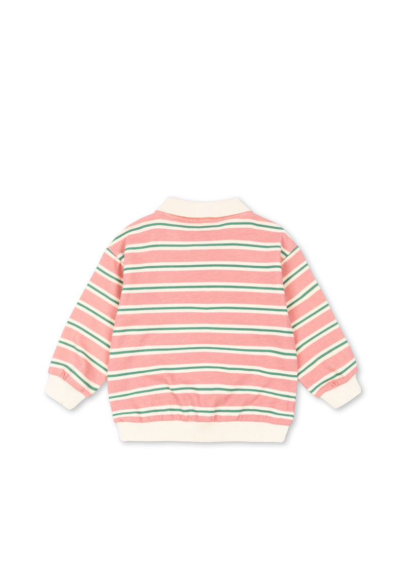 SPOTTY LS POLO GOTS-BLUSH BOUND STRIPE