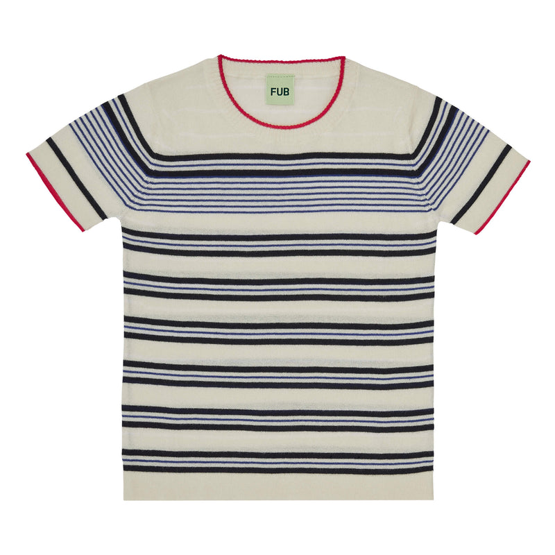 STRIPED T-SHIRT-ECRU/DARK NAVY