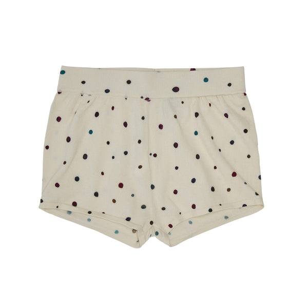 PRINTED BEACH SHORTS-ECRU/DOT