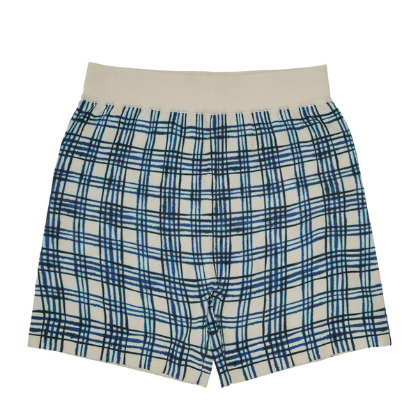PRINTED SHORTS-ECRU/COBOLT