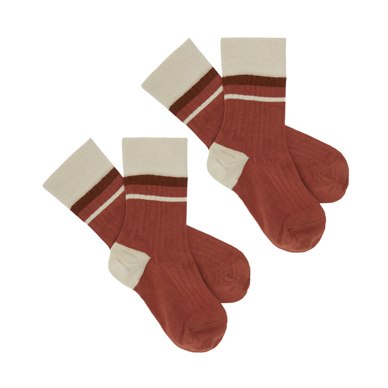 COLOUR BLOCK SOCK-REDWOOD