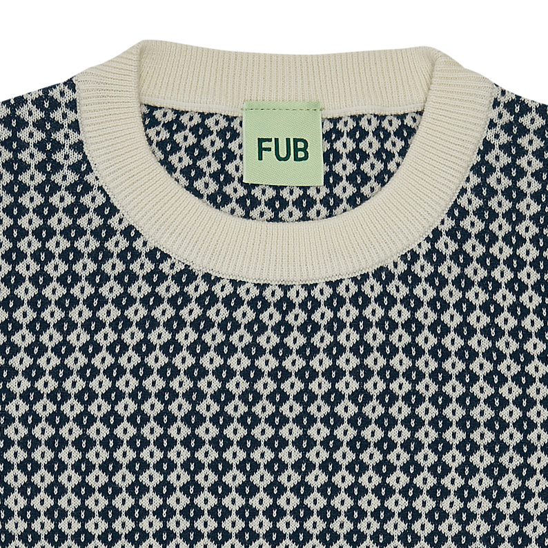 JAQUARD TEE-ECRU/DARK NAVY