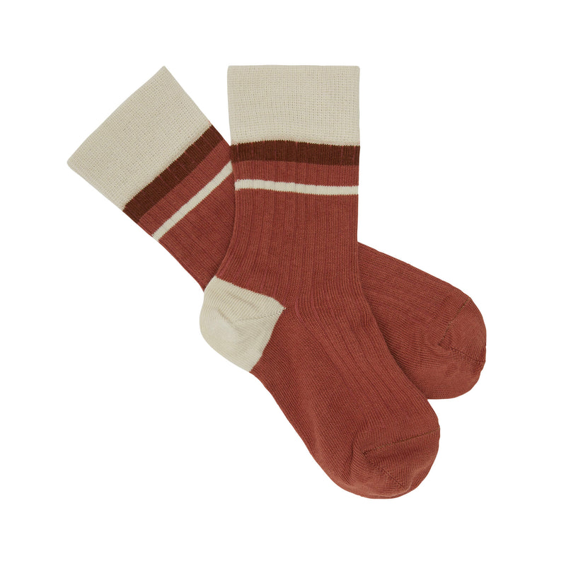 COLOUR BLOCK SOCK-REDWOOD