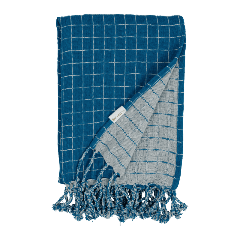 Baby blanket - 被子 Grid - Bright Blue