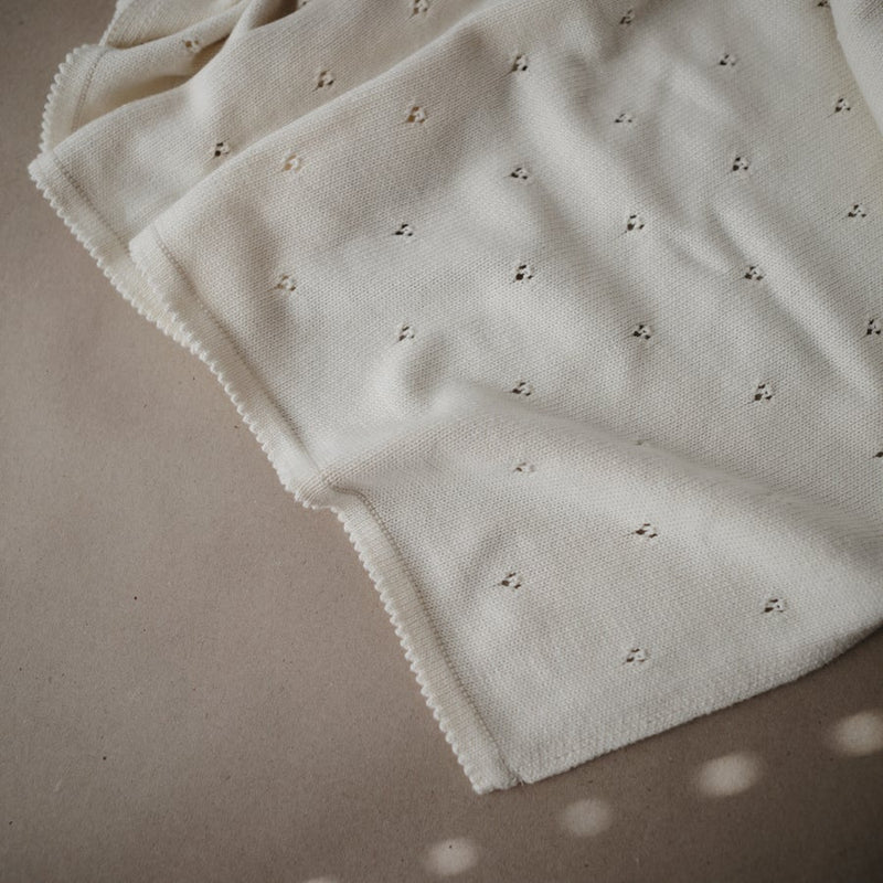 Knitted Baby Blanket 有機棉針織被子 (Pointelle Ivory)