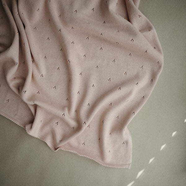 Knitted Baby Blanket 有機棉針織被子 (Pointelle Blush)