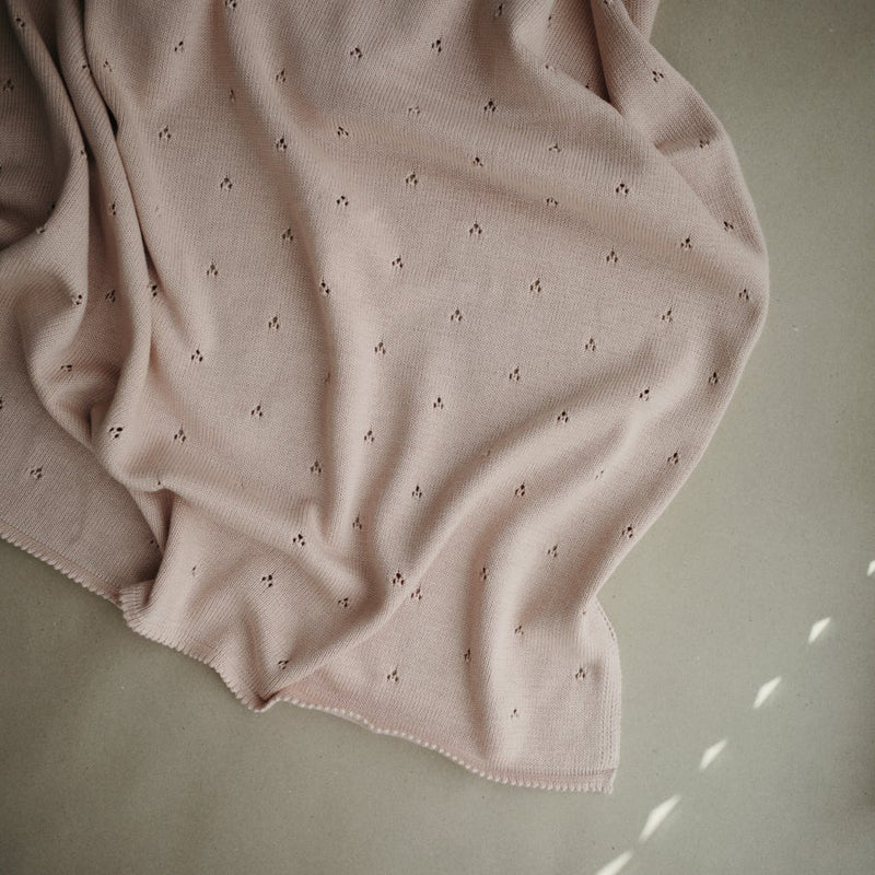 Knitted Baby Blanket 有機棉針織被子 (Pointelle Blush)