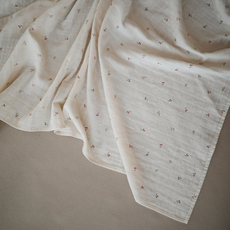 Swaddle Blanket Organic Cotton 有機棉紗巾 (Cherries)