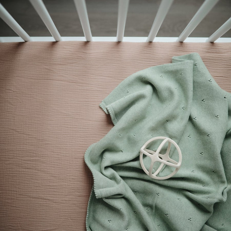 Knitted Baby Blanket 有機棉針織被子 (Pointelle Sage Melange)