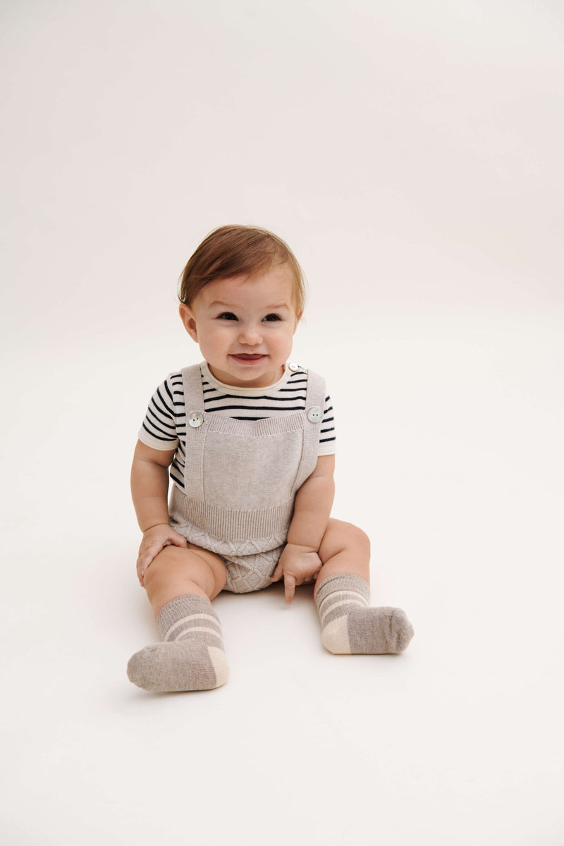 BABY OVERALL BLOOMERS-ECRU/BRIGHT RED