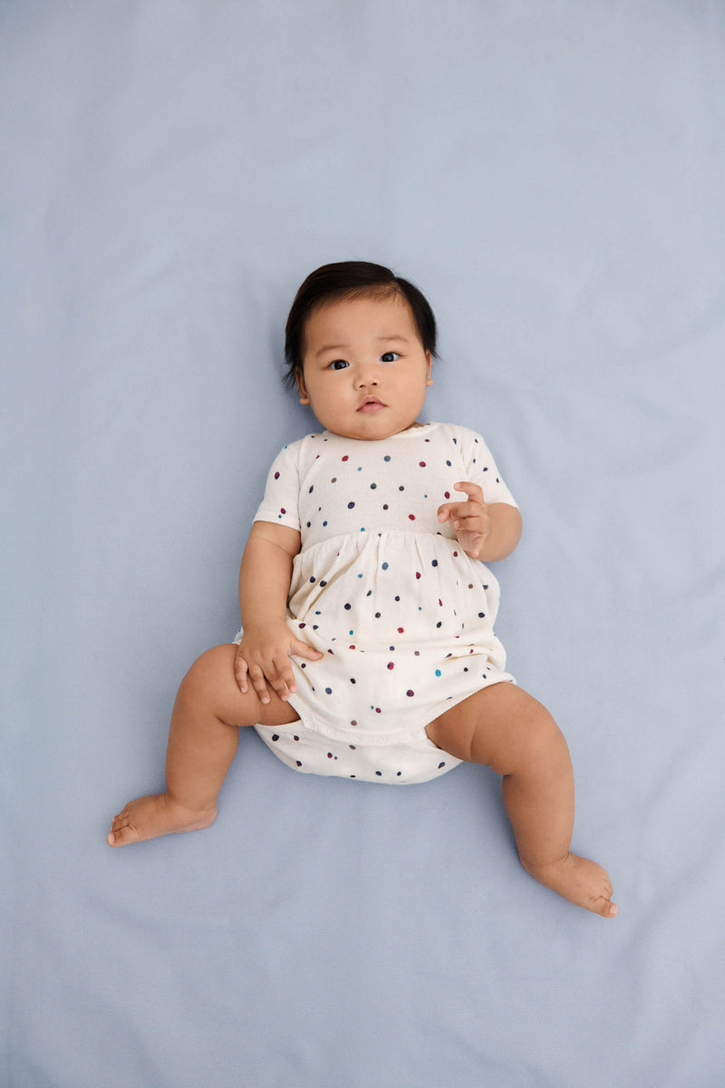 BABY ROMPER SUIT-ECRU/DOT