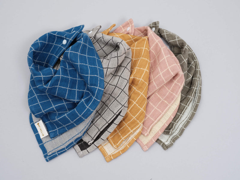 Fold over Bib - 圍巾 Grid - Bright Blue