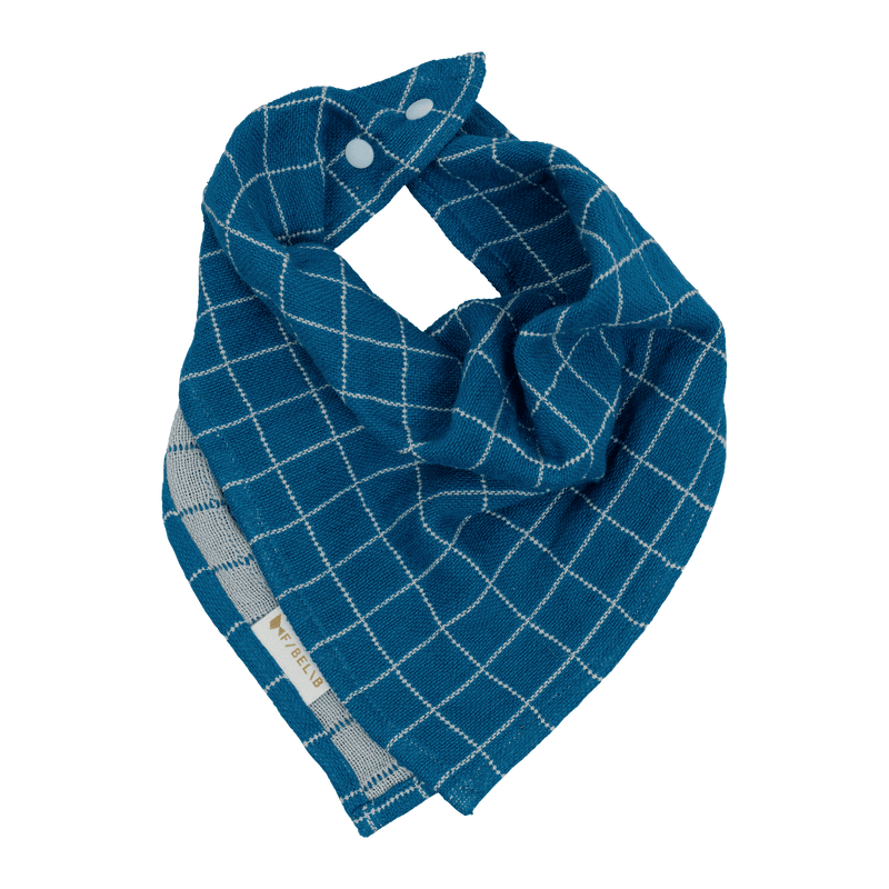 Fold over Bib - 圍巾 Grid - Bright Blue