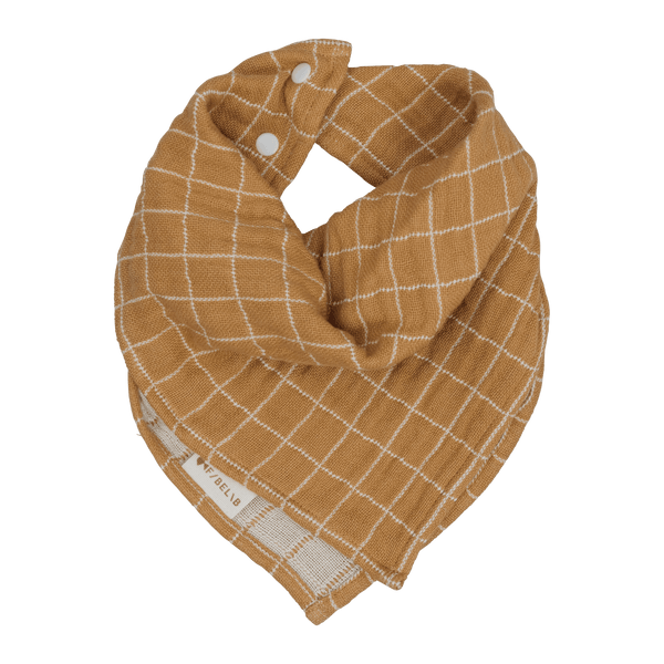 Fold over Bib - 圍巾 Grid - Ochre