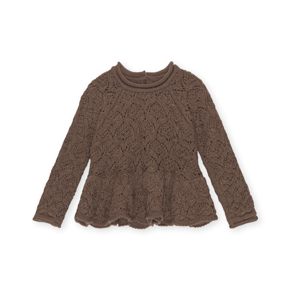 CABBY LACE BLOUSE-FADED BROWN