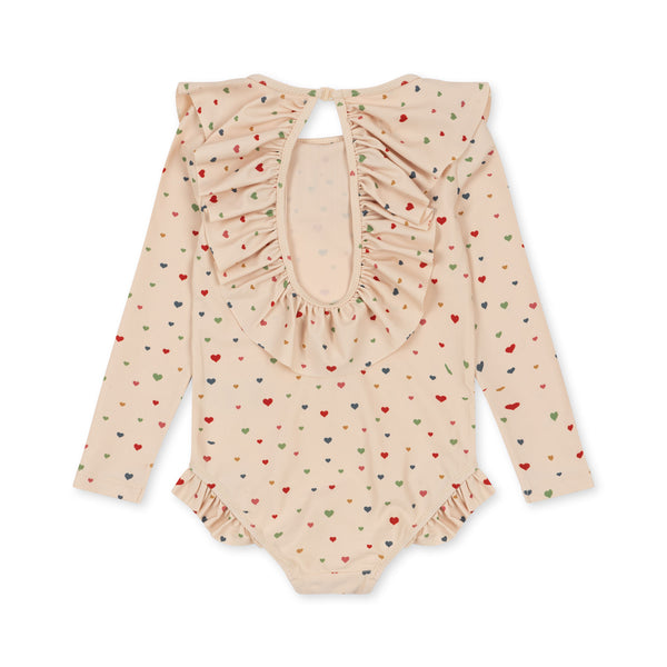 MANUCA LS FRILL SWIMSUIT-MULTI HEARTS