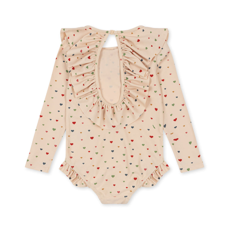 MANUCA LS FRILL SWIMSUIT-MULTI HEARTS