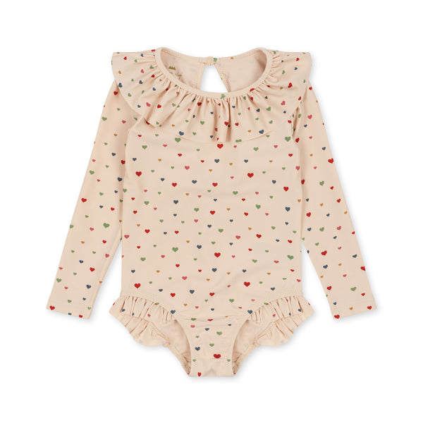MANUCA LS FRILL SWIMSUIT-MULTI HEARTS