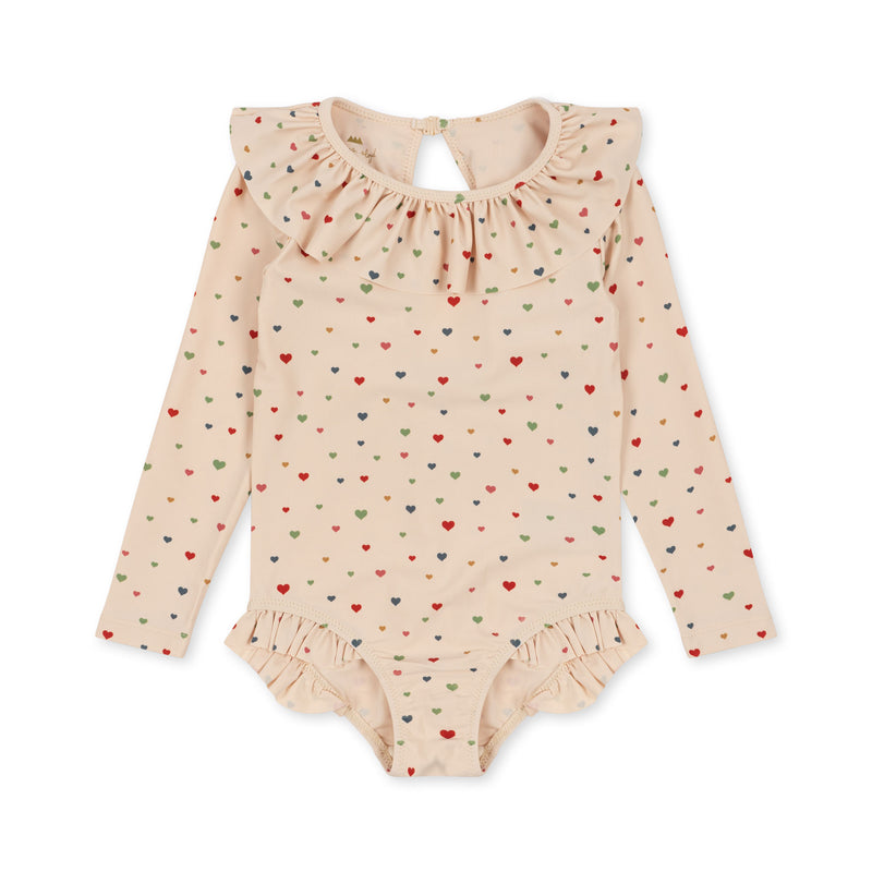 MANUCA LS FRILL SWIMSUIT-MULTI HEARTS