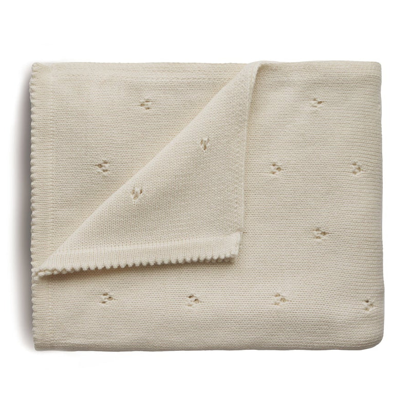 Knitted Baby Blanket 有機棉針織被子 (Pointelle Ivory)